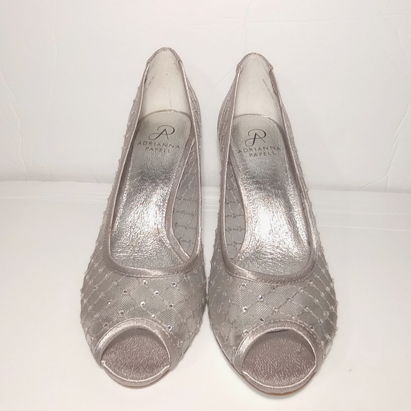 Adrianna Papell Jamie Evening Pumps Silver Rhinestone Women's Shoes Size 8.5 - Picture 9 of 14